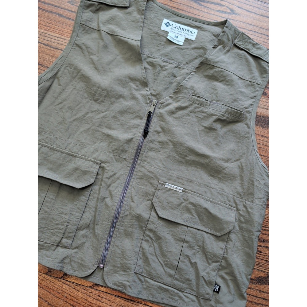 Columbia GRT Vest Unisex XL Army Green Utility Fishing Pockets Outdoors
